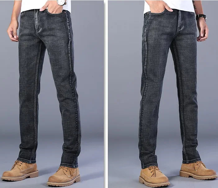 Blue Men's Stretch Jeans, Black Denim Trousers, Fashion Slim Casual Pants Asian Size 28-40 - Evallys.com