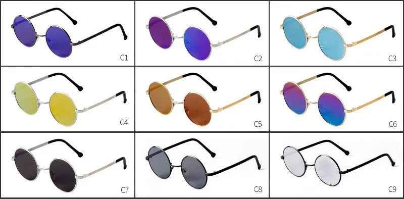 Steampunk Small Round Sunglasses Men 2022 Brand Vintage Metal Mirror Film Women Sun Glasses Cool Circle Shade Eyewear Male UV400 - Evallys.com