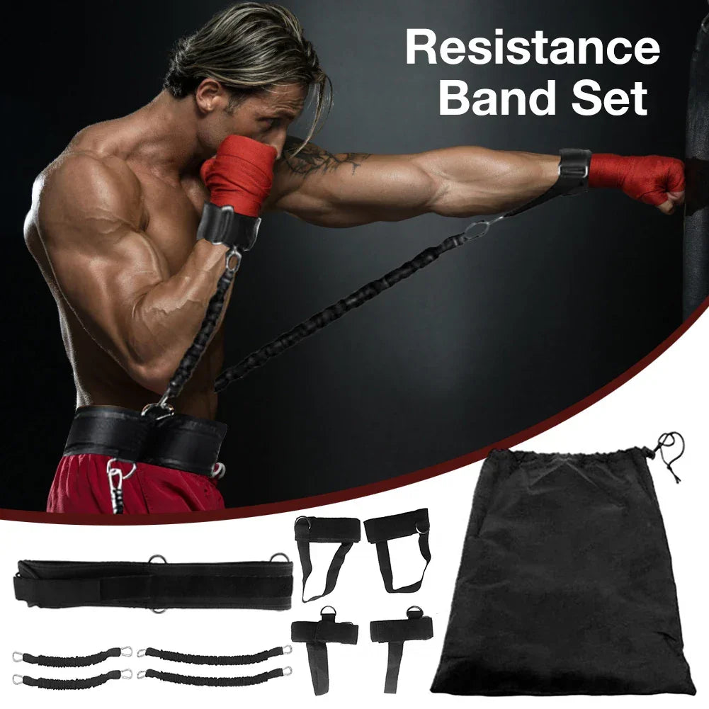 Fitness Boxing Training Resistance Band Set Stretching Strap Exercise Belt For Boxing Basketball Jump Strength Training - Evallys.com