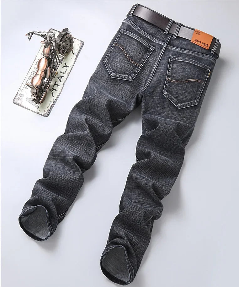 Blue Men's Stretch Jeans, Black Denim Trousers, Fashion Slim Casual Pants Asian Size 28-40 - Evallys.com