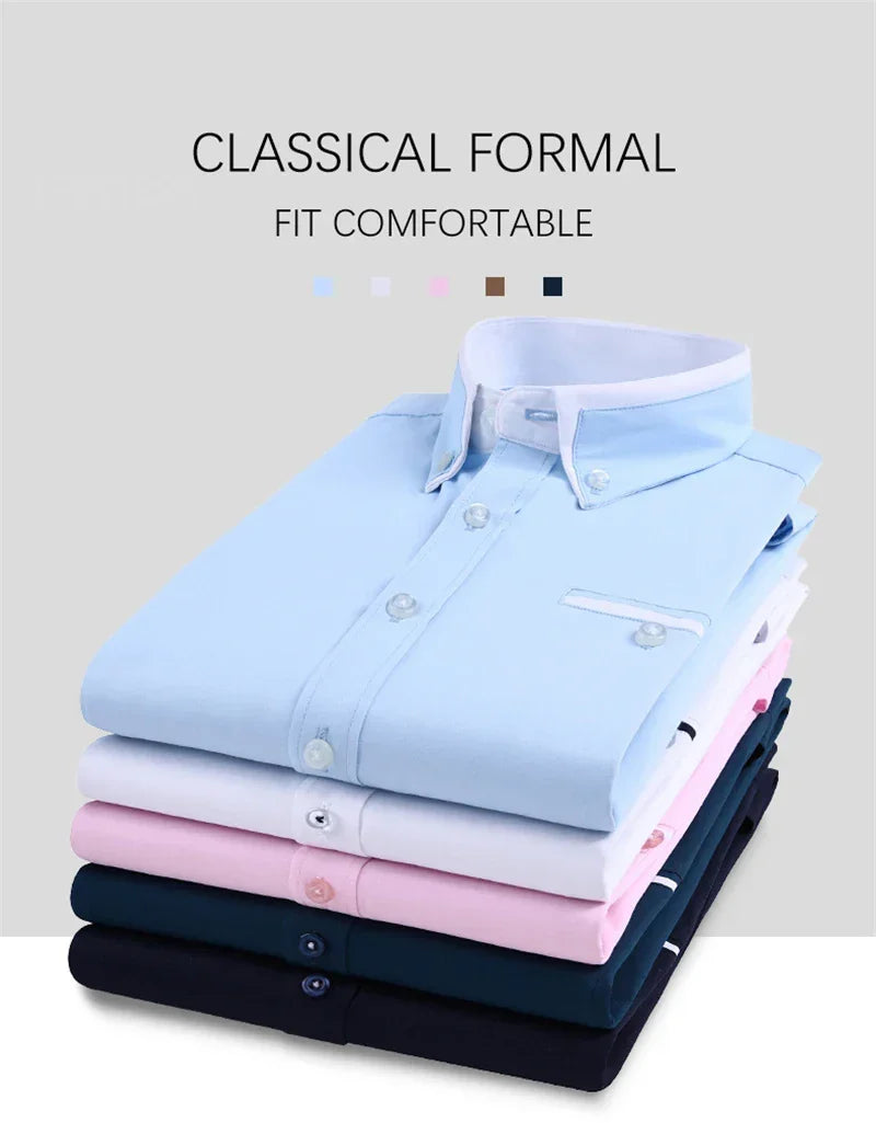 TFETTER Summer Business Shirt Men Short Sleeves Button Up Shirt Turn-down Collar Casual Shirts Mens Clothing Plus Size 5XL - Evallys.com