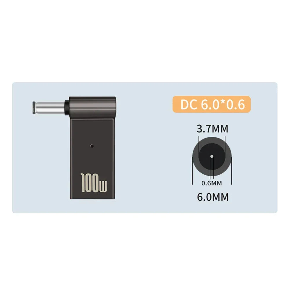 PD 100W Laptop Power Adapter Connector Type C Laptop Power Adapter Connector Plug Type C Female to DC Male Jack Plug for HP Dell - Evallys.com