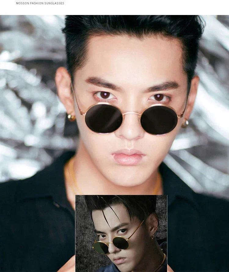 Steampunk Small Round Sunglasses Men 2022 Brand Vintage Metal Mirror Film Women Sun Glasses Cool Circle Shade Eyewear Male UV400 - Evallys.com