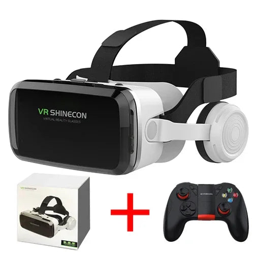New VR SHINECON 2021 Wireless Bluetooth Stereo Headset Version Virtual Reality Glasses 3D Goggle Cardboard Helmet for Smartphone - Evallys.com