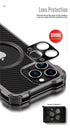 Carbon Fiber Lens Protection Phone Case for iPhone 14 Plus 12 13 Pro Max Mini Compatible with MagSafe Metal Bumpers Cover - Evallys.com