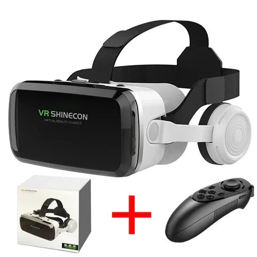 New VR SHINECON 2021 Wireless Bluetooth Stereo Headset Version Virtual Reality Glasses 3D Goggle Cardboard Helmet for Smartphone - Evallys.com