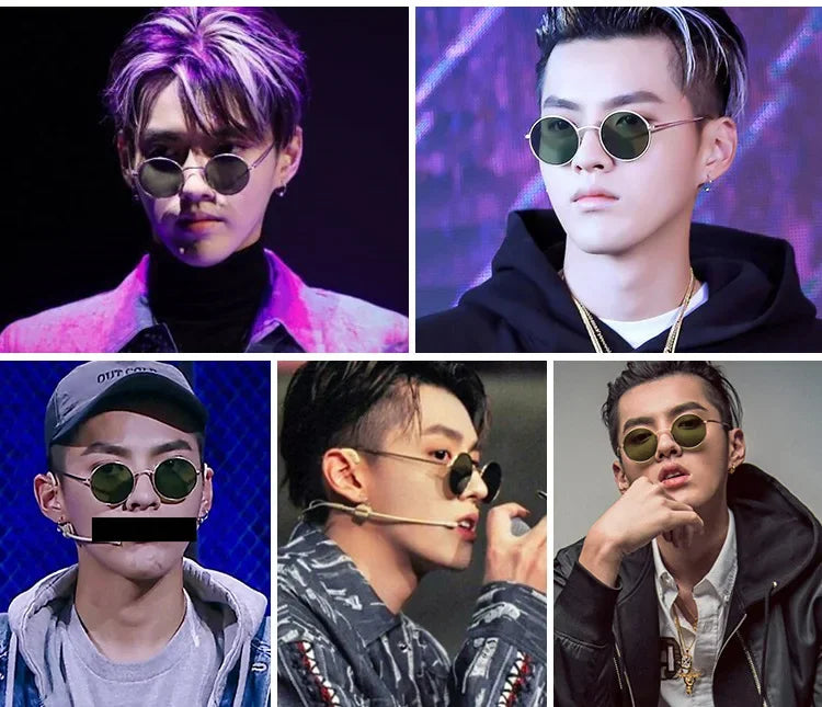Steampunk Small Round Sunglasses Men 2022 Brand Vintage Metal Mirror Film Women Sun Glasses Cool Circle Shade Eyewear Male UV400 - Evallys.com