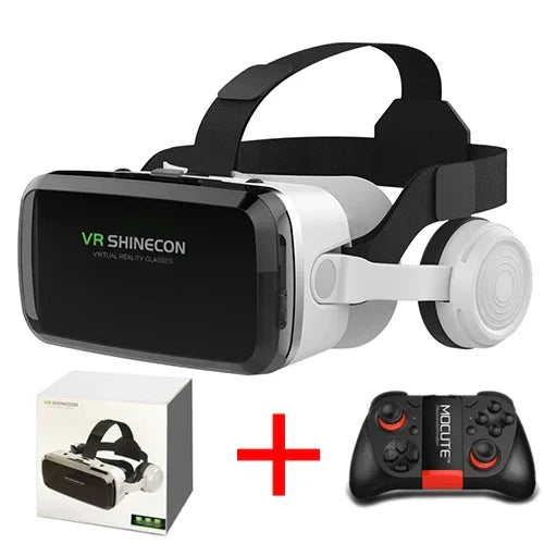 New VR SHINECON 2021 Wireless Bluetooth Stereo Headset Version Virtual Reality Glasses 3D Goggle Cardboard Helmet for Smartphone - Evallys.com