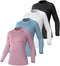 TELALEO 4 Pack Women's Compression Shirt Long Sleeve Performance Workout Baselayer Athletic Top Sports Gear Large Long Sleeve-black+grey+blue+purple - Evallys.com # #