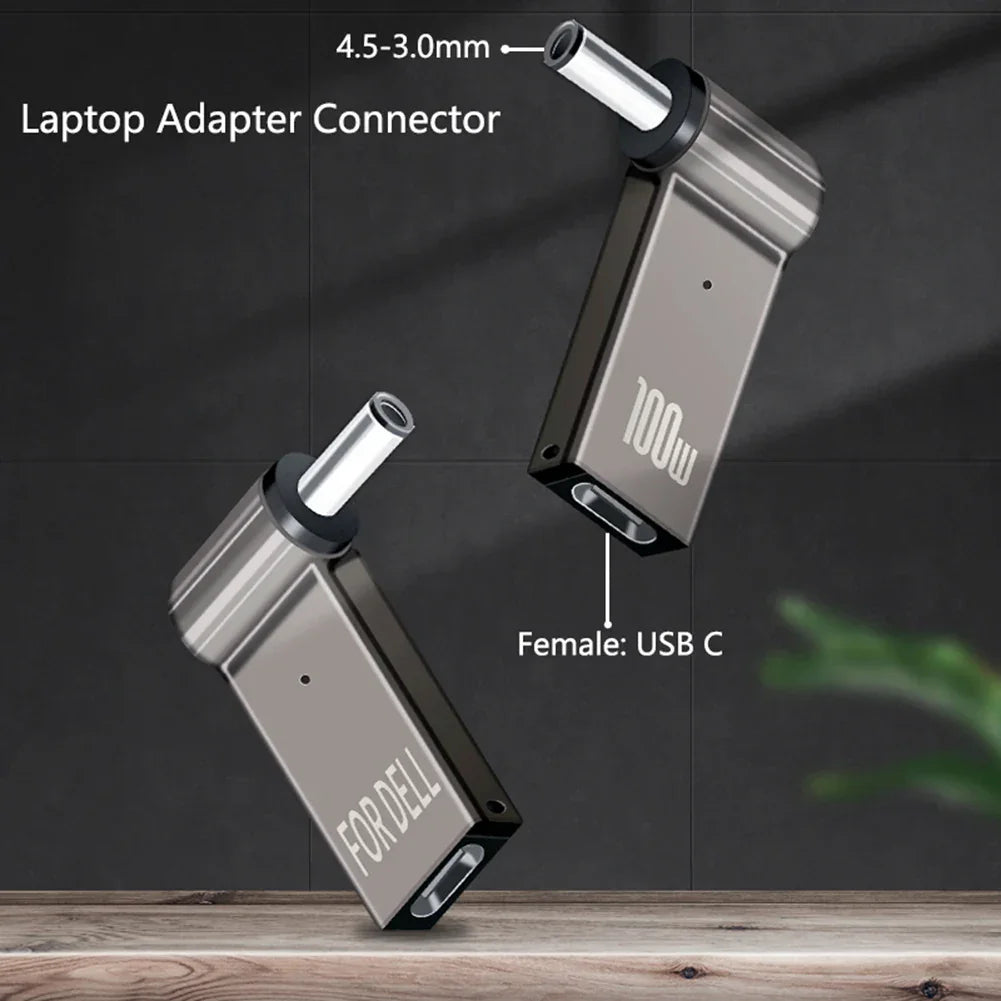PD 100W Laptop Power Adapter Connector Type C Laptop Power Adapter Connector Plug Type C Female to DC Male Jack Plug for HP Dell - Evallys.com