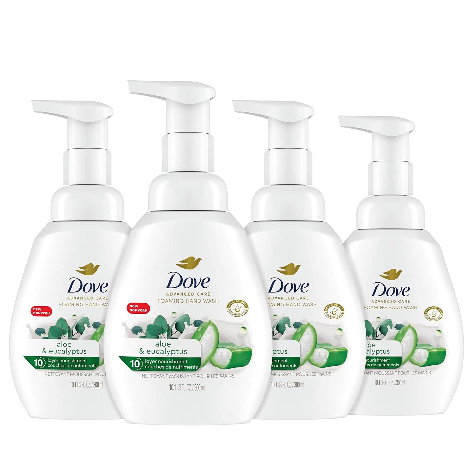 Dove Foaming Hand Wash 4 Count Aloe & Eucalyptus Protects Skin from Dryness, More Moisturizers than the Leading Ordinary Hand Soap, 10.1 oz - Evallys.com # #