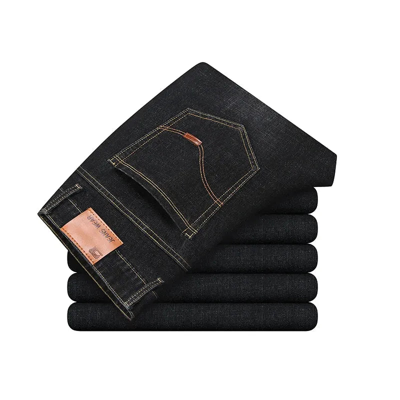 Blue Men's Stretch Jeans, Black Denim Trousers, Fashion Slim Casual Pants Asian Size 28-40 - Evallys.com
