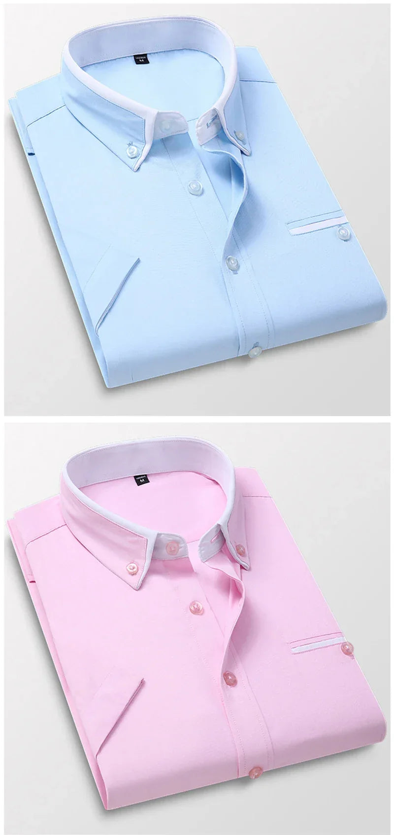TFETTER Summer Business Shirt Men Short Sleeves Button Up Shirt Turn-down Collar Casual Shirts Mens Clothing Plus Size 5XL - Evallys.com