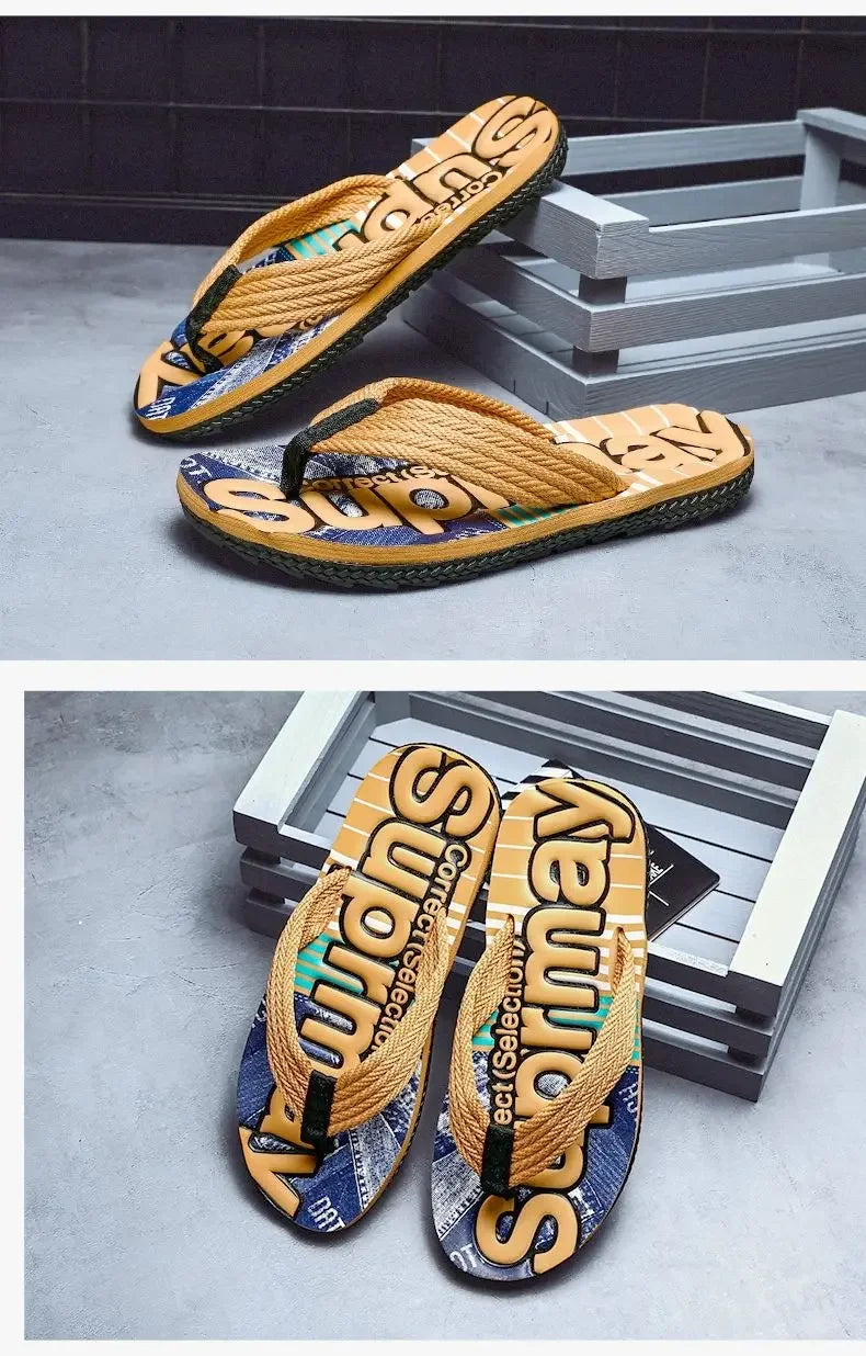 Men’s Summer Sliders Flip Flops – Anti-Skid Outdoor Casual Beach Sandals - Evallys.com