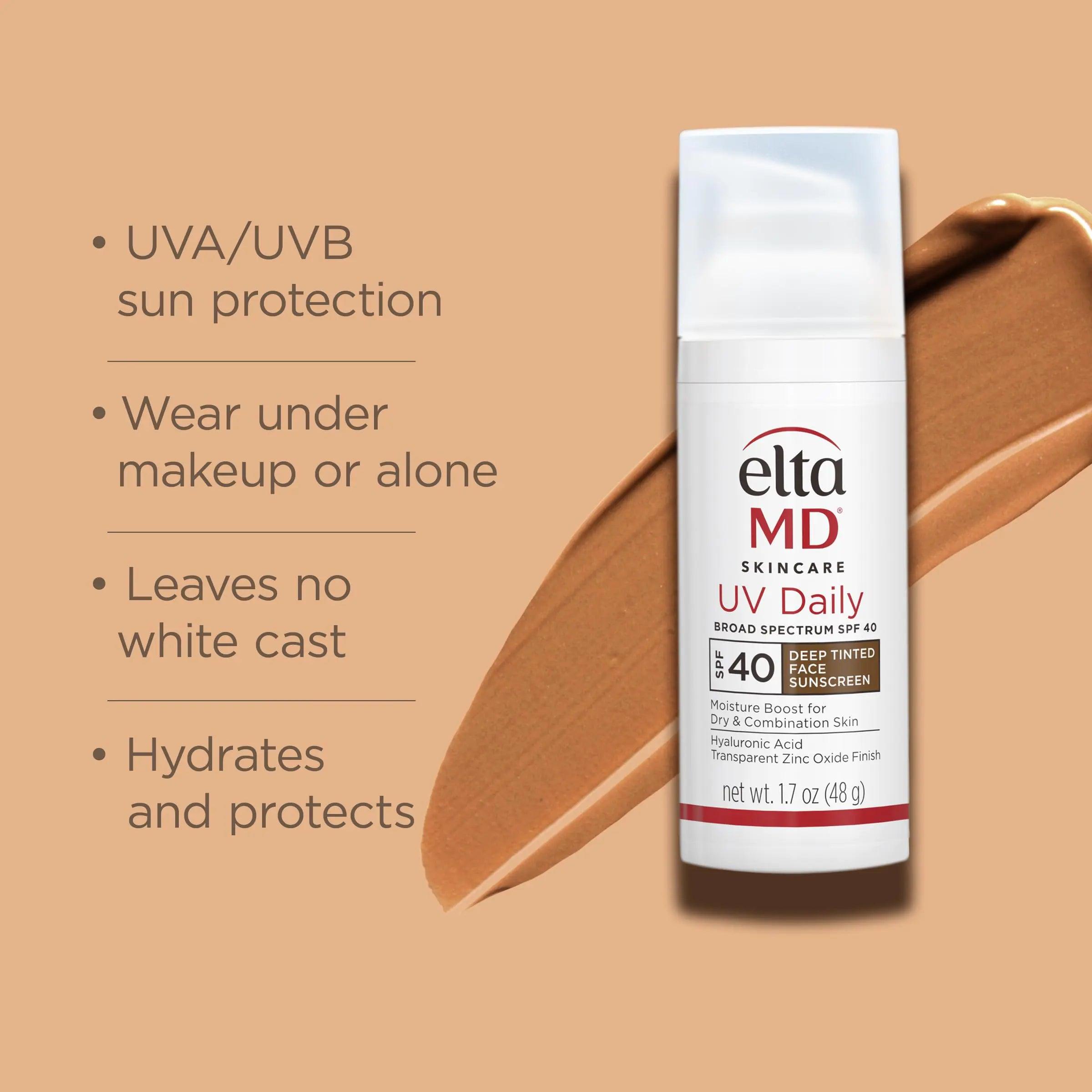 EltaMD UV Daily SPF 40 Tinted Face Sunscreen Moisturizer, Tinted Moisturizer for Face with SPF, Great for Dry, Combination, and Normal Skin Deep tinted - Evallys.com # #