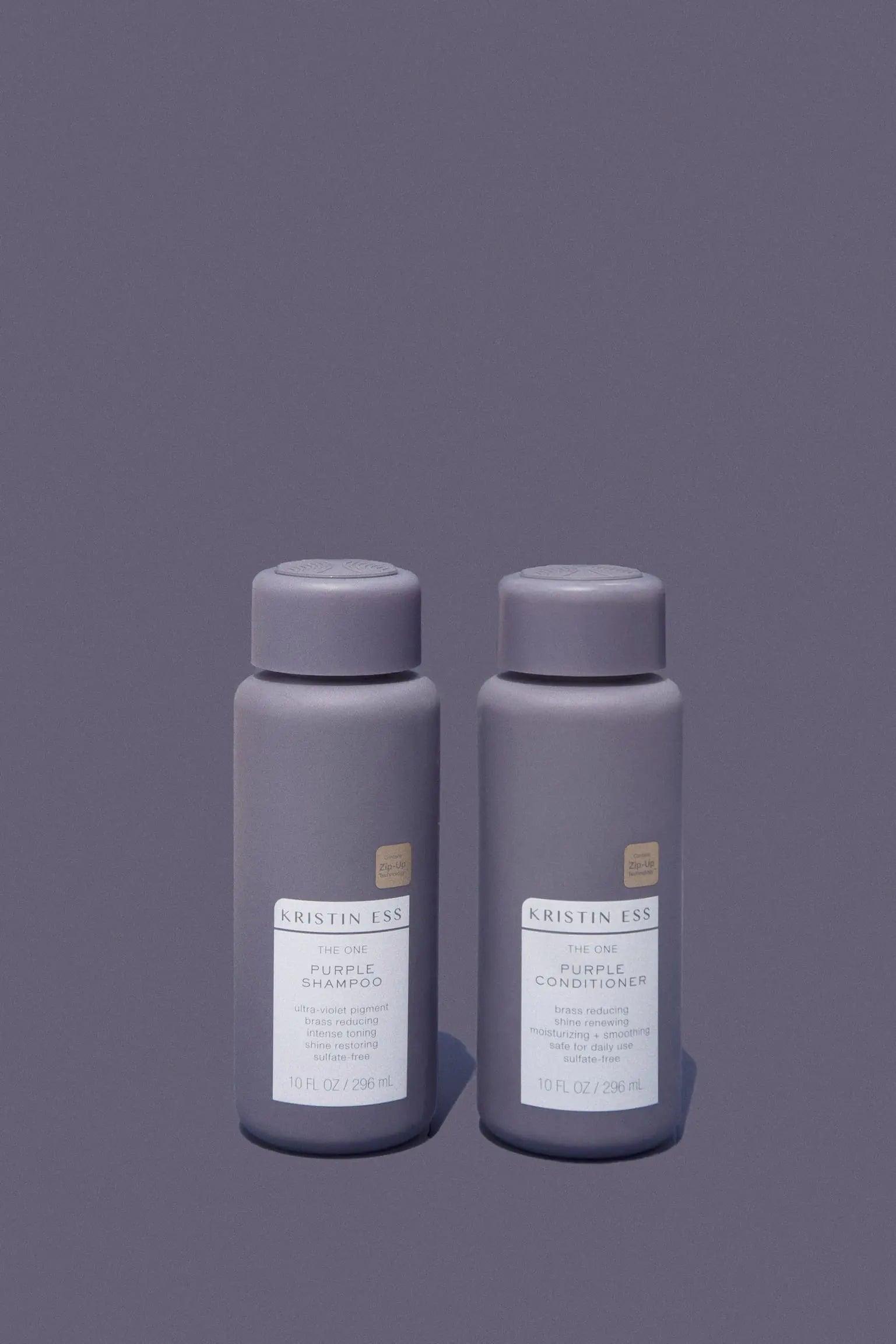 Kristin Ess Hair Purple Shampoo and Conditioner Set for Blonde, Brunette, Silver + Gray Hair, Anti Brass + Yellow Tones, Safe for Color Treated Hair, Sulfate Free Toning Shampoo Conditioner Purple Shampoo & Conditioner 10 oz. - Evallys.com # #