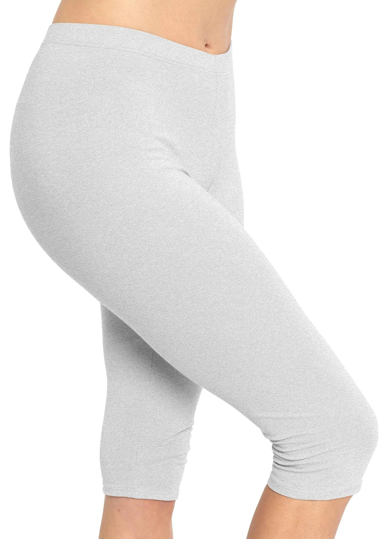 Women's and Plus Size Knee-Length and Ankle Length Leggings | X-Small- 7X Adult Knee Length Small Heather Gray - Evallys.com # #