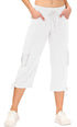 MoFiz Women's Cargo Capris Hiking Pants Lightweight Quick Dry Outdoor Athletic Travel Casual Loose Comfy Cute Pockets 9-rice White Medium - Evallys.com # #