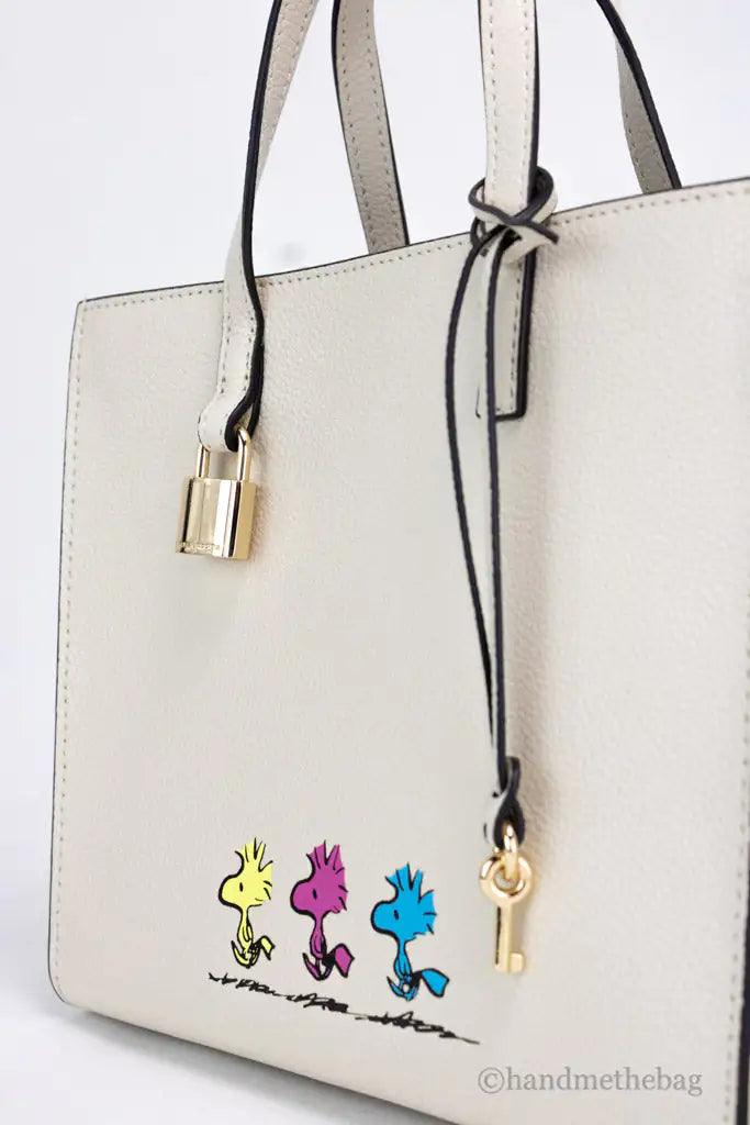 Marc Jacobs X Peanuts Small Ivory Leather Woodstock Tote - Evallys.com # #