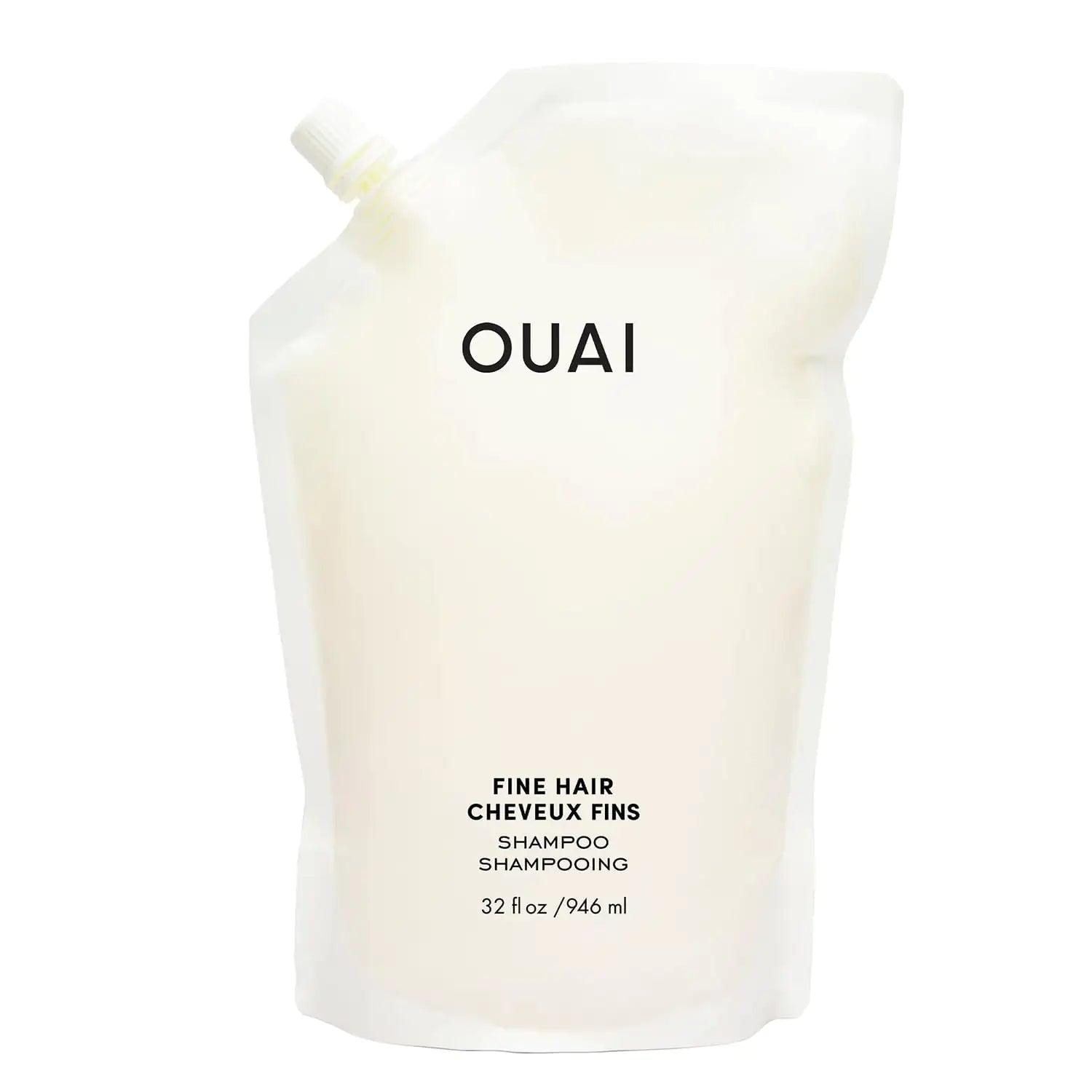 OUAI Fine Shampoo Refill - Volumizing Shampoo with Strengthening Keratin, Biotin & Chia Seed Oil for Fine Hair - Delivers Weightless Body - Paraben, Phthalate & Sulfate Free Hair Care - 32 fl oz 32 Fl Oz (Pack of 1) Fine Hair Shampoo - Refillable Size - Evallys.com # #