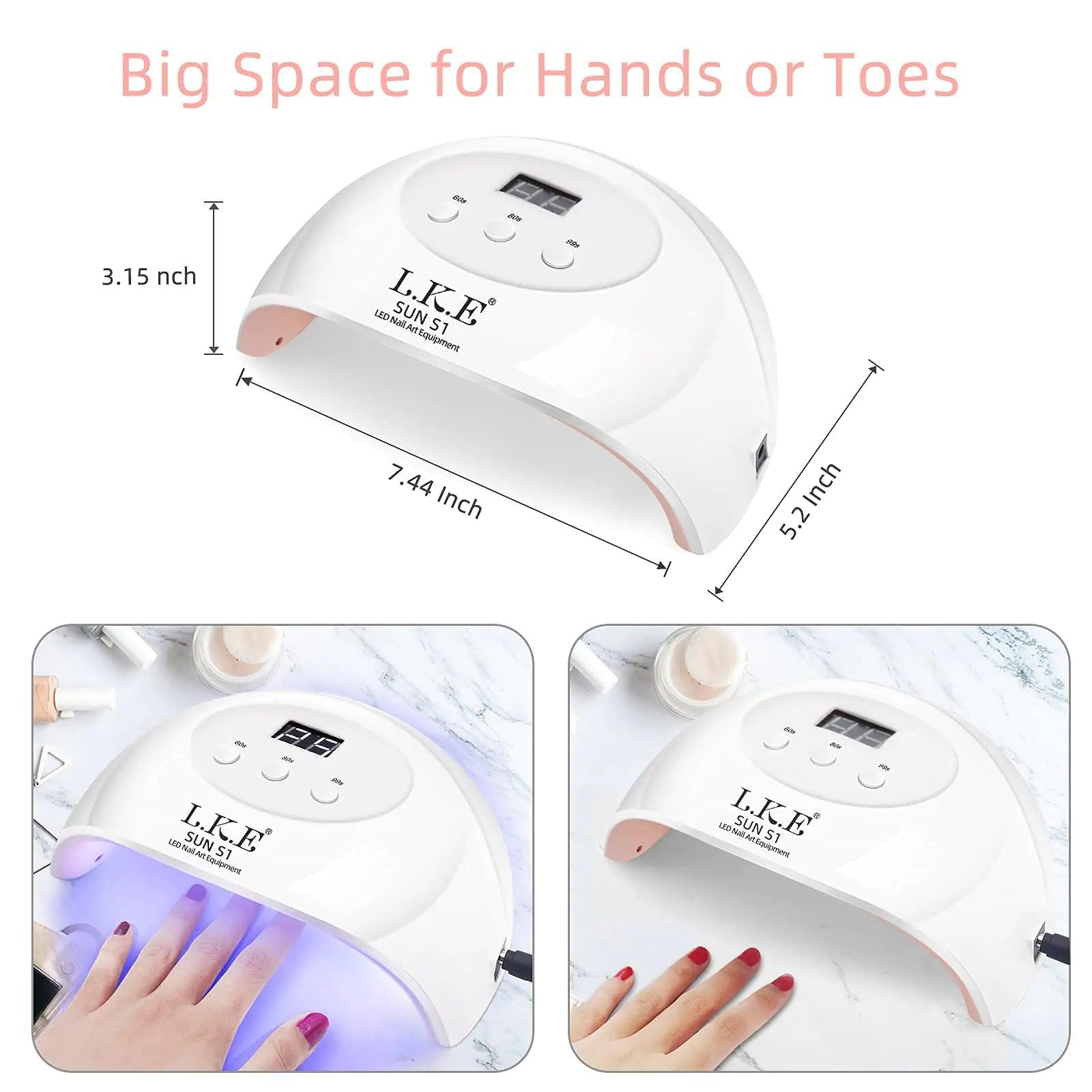 LKE UV LED Nail Lamp, Nail Dryer 72W Gel Nail Polish Curing Lamp UV Nail Lamp LED Nail Lamp for Gel Nail Polish Kit Nail Light Nail Art Accessories White (White) - Evallys.com # #