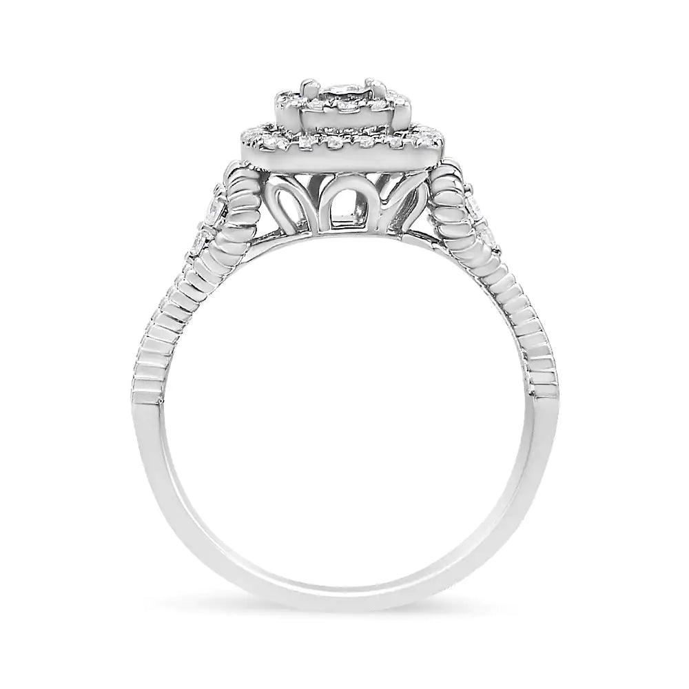 .925 Sterling Silver 1/3 Cttw Miracle Set Round-Cut Diamond Cocktail Ring (H-I Color, I1-I2 Clarity) - Evallys.com # #