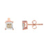 14K Rose Gold Plated Two-Tone .925 Sterling Silver 1/2 Cttw Princess-Cut Square Diamond Solitaire Miracle-Plate Stud Earrings (K-L Color, I2-I3 Clarity) - Evallys.com # #