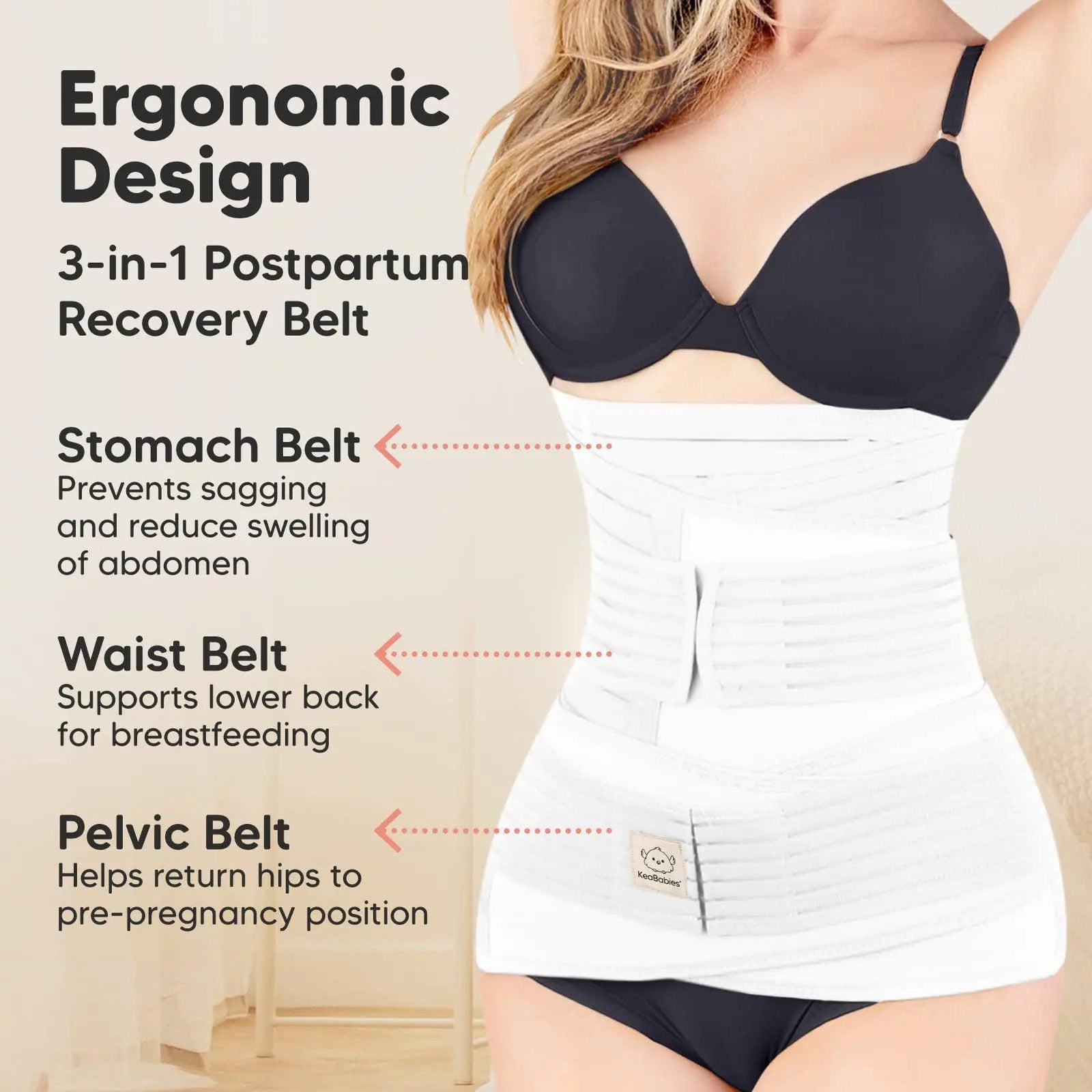 3 in 1 Postpartum Belly Support Recovery Wrap – Postpartum Belly Band, After Birth Brace, Slimming Girdles, Body Shaper Waist Shapewear,Post Surgery Pregnancy Belly Support Band (Matte White, M/L) Matte White - Evallys.com # #