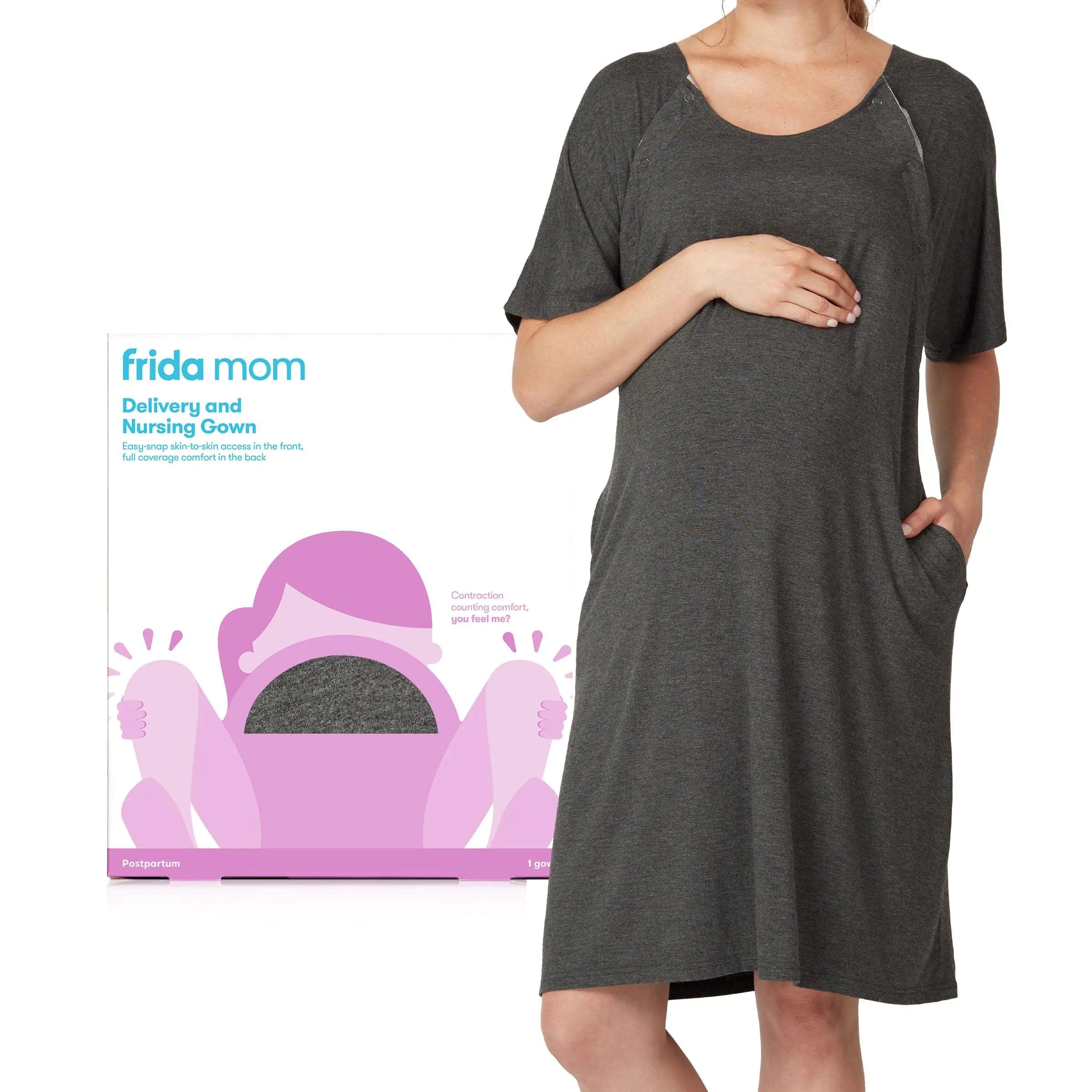 Frida Mom Labor and Delivery Gown for Hospital, Easy-Snap, Tagless Nursing Gown with Skin-to-Skin Access and Full Coverage in The Back - Evallys.com