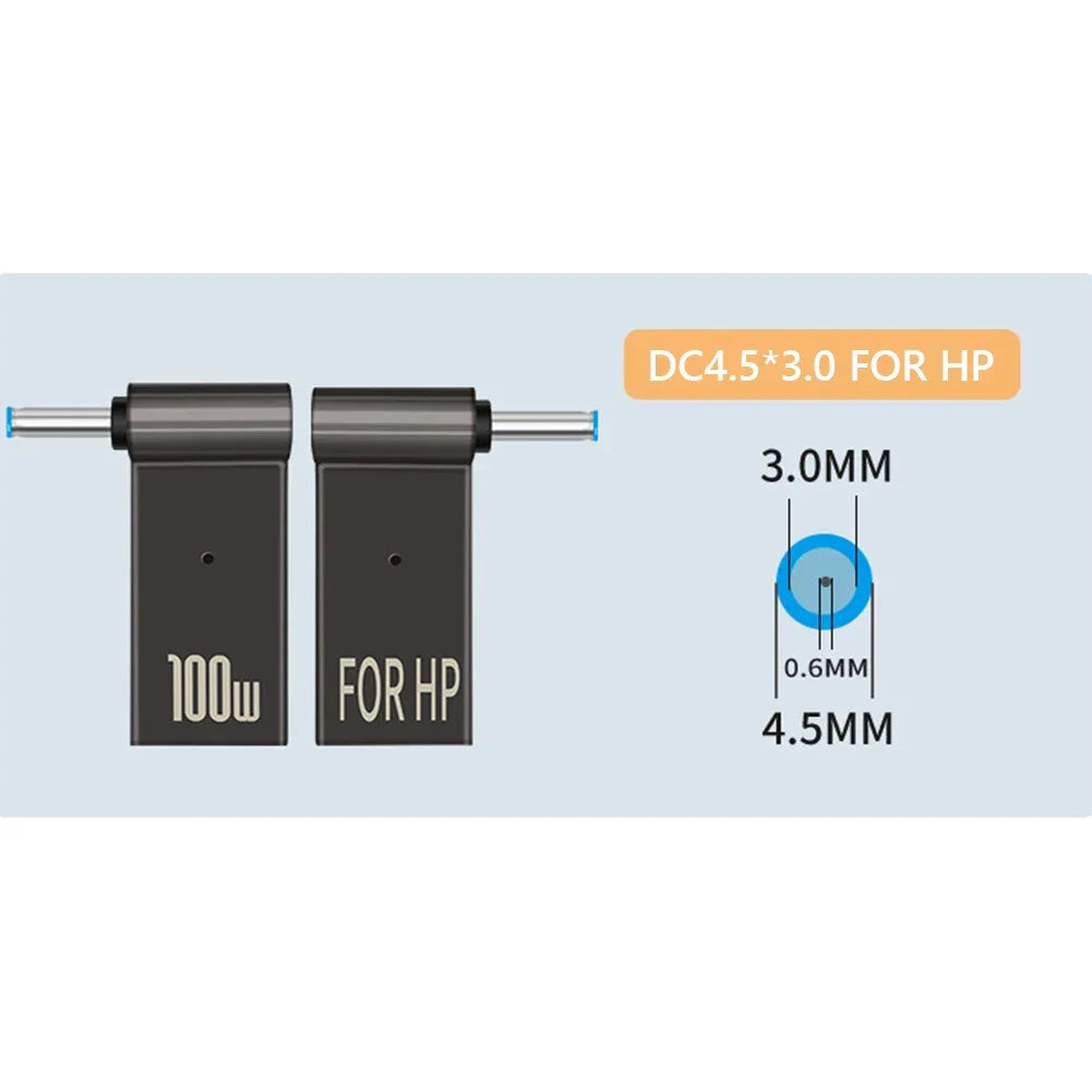 PD 100W Laptop Power Adapter Connector Type C Laptop Power Adapter Connector Plug Type C Female to DC Male Jack Plug for HP Dell - Evallys.com
