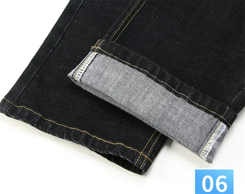Blue Men's Stretch Jeans, Black Denim Trousers, Fashion Slim Casual Pants Asian Size 28-40 - Evallys.com