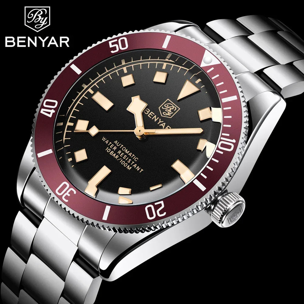 BENYAR Men's Watches Mechanical Automatic Watch BB58 Sport Watch For Men 2024 Stainless Steel Waterproof Business Luminous Clock - Evallys.com