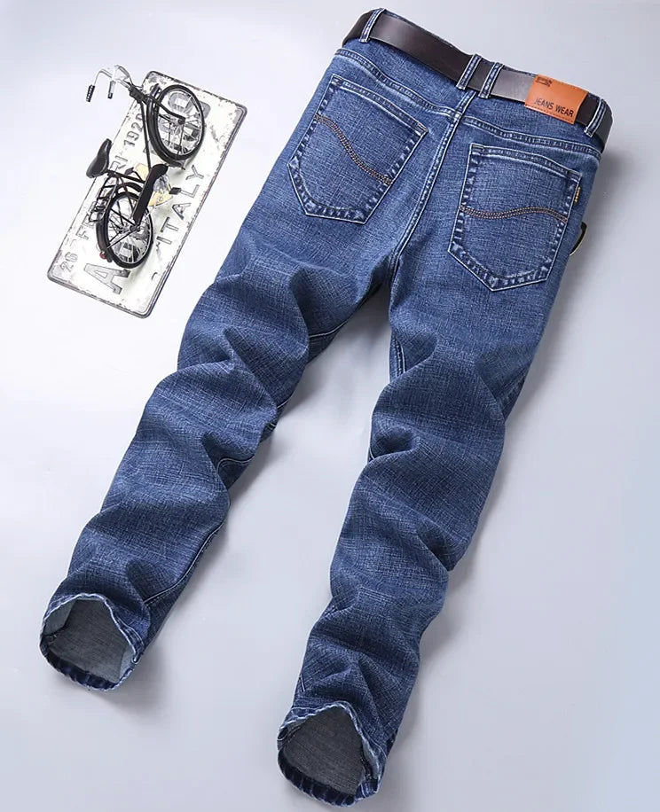 Blue Men's Stretch Jeans, Black Denim Trousers, Fashion Slim Casual Pants Asian Size 28-40 - Evallys.com