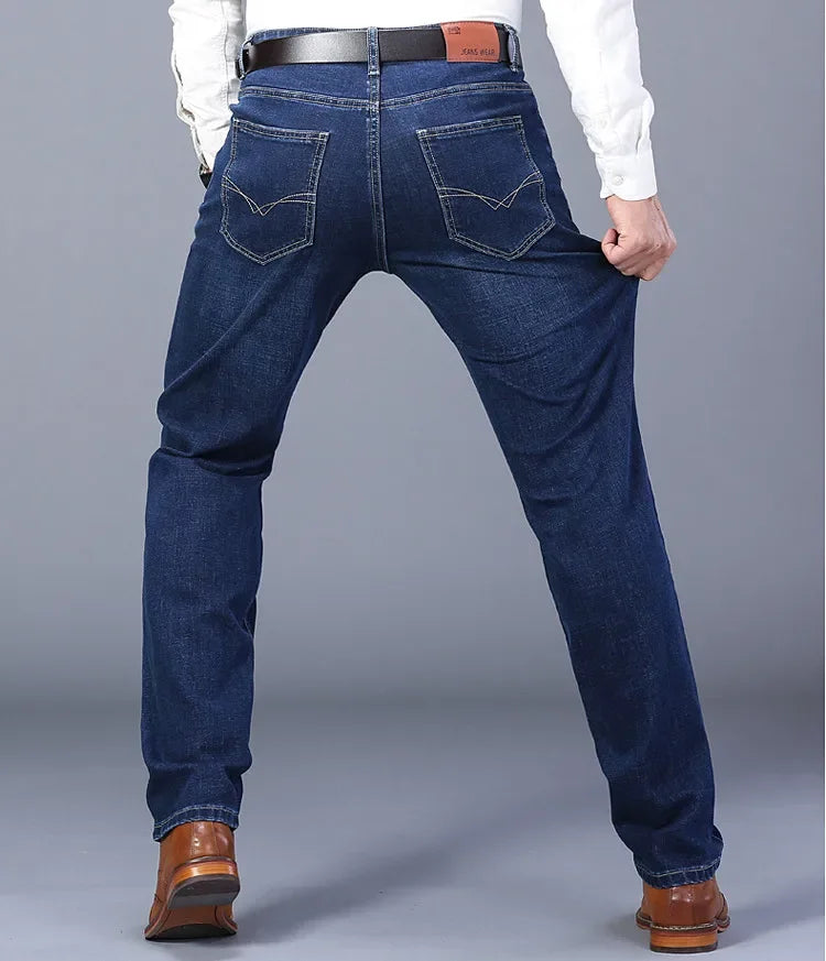 Blue Men's Stretch Jeans, Black Denim Trousers, Fashion Slim Casual Pants Asian Size 28-40 - Evallys.com
