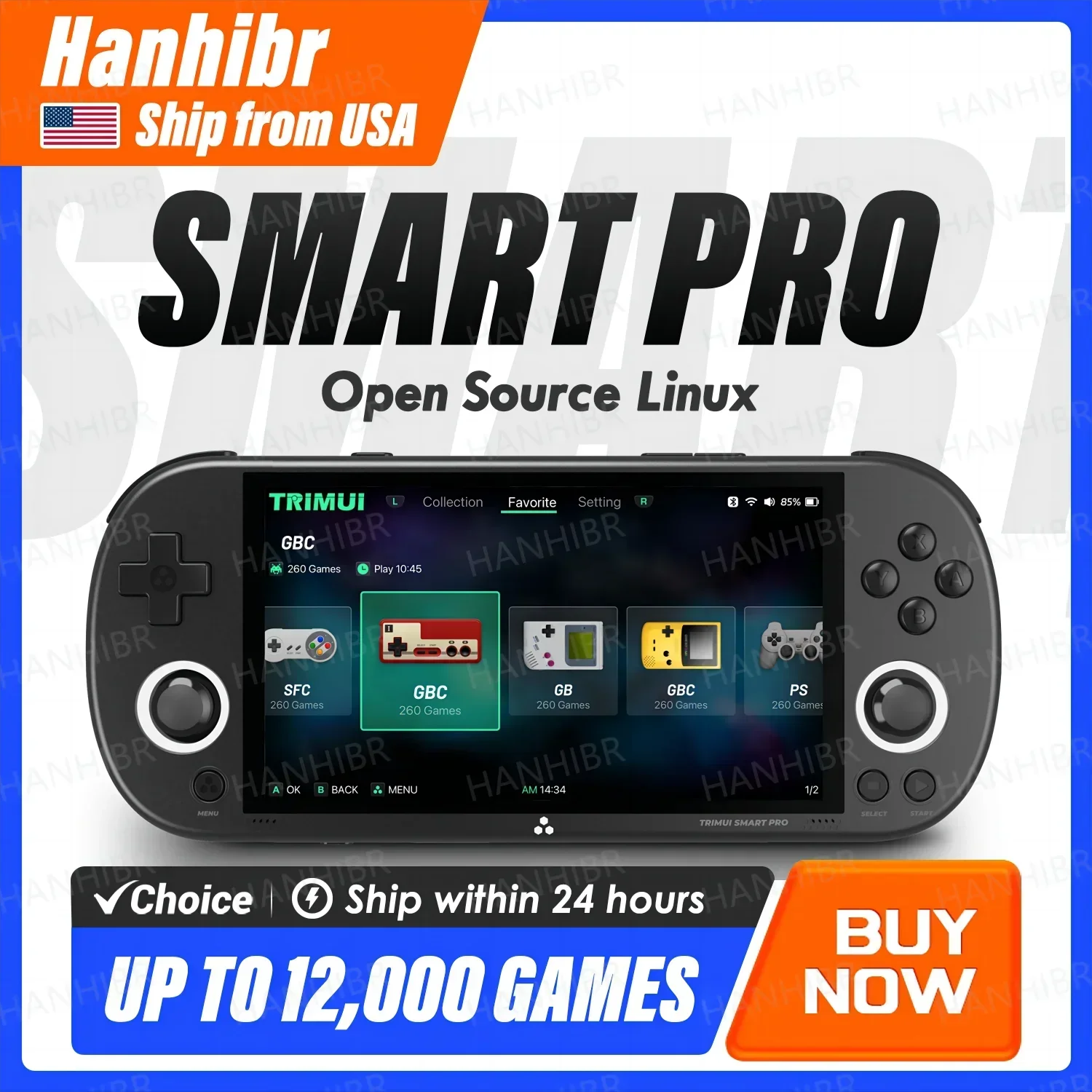 Handheld Game Console, Retro Game Player, Linux Gaming Console, RGB Handheld Console

