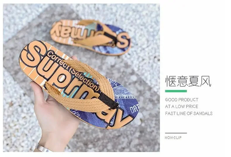 Men’s Summer Sliders Flip Flops – Anti-Skid Outdoor Casual Beach Sandals - Evallys.com