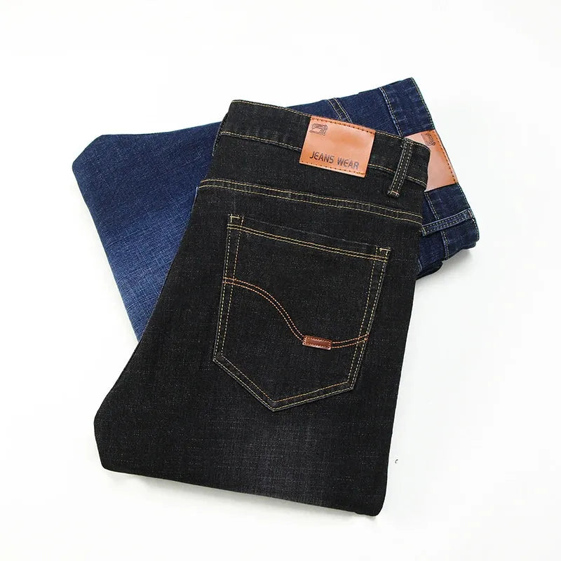 Blue Men's Stretch Jeans, Black Denim Trousers, Fashion Slim Casual Pants Asian Size 28-40 - Evallys.com