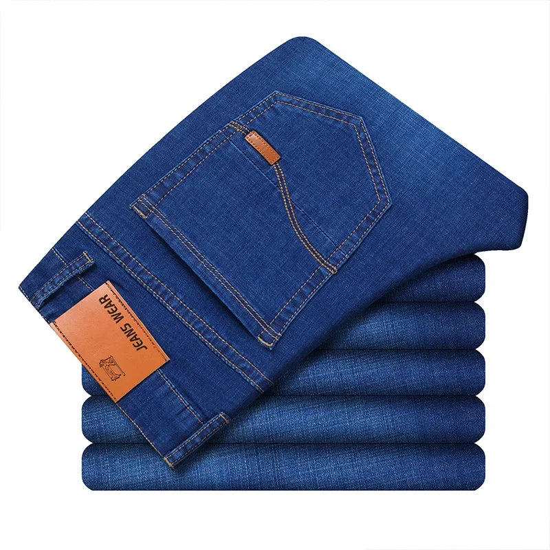 Blue Men's Stretch Jeans, Black Denim Trousers, Fashion Slim Casual Pants Asian Size 28-40 - Evallys.com