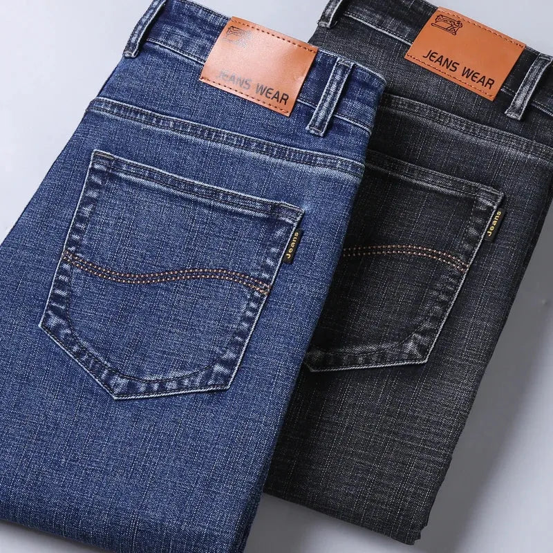 Blue Men's Stretch Jeans, Black Denim Trousers, Fashion Slim Casual Pants Asian Size 28-40 - Evallys.com