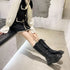Women Motorcycle Boots Wedges Flat Shoes Woman High Heel Platform PU Leather Boots Lace Up Women Shoes Black Boots Girls2021 - Evallys.com