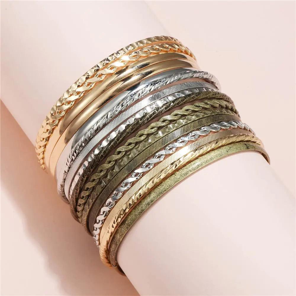 16Pcs Gold Bangle Bracelets for Women - Multi Layer Stackable Textured Bracelets Boho Jewelrys Set. B set 16pc multi - Evallys.com # #