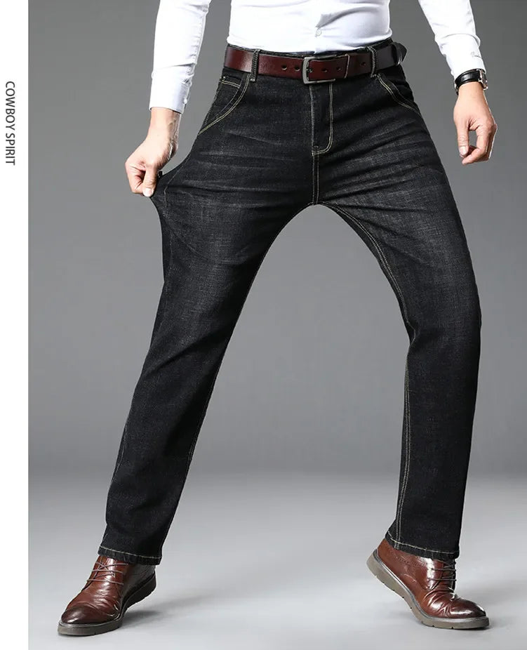 Blue Men's Stretch Jeans, Black Denim Trousers, Fashion Slim Casual Pants Asian Size 28-40 - Evallys.com