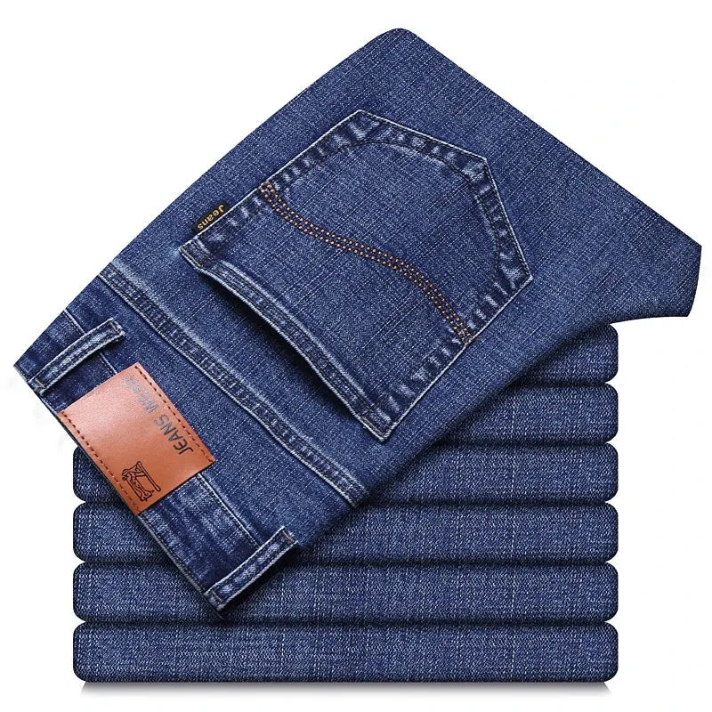 Blue Men's Stretch Jeans, Black Denim Trousers, Fashion Slim Casual Pants Asian Size 28-40 - Evallys.com
