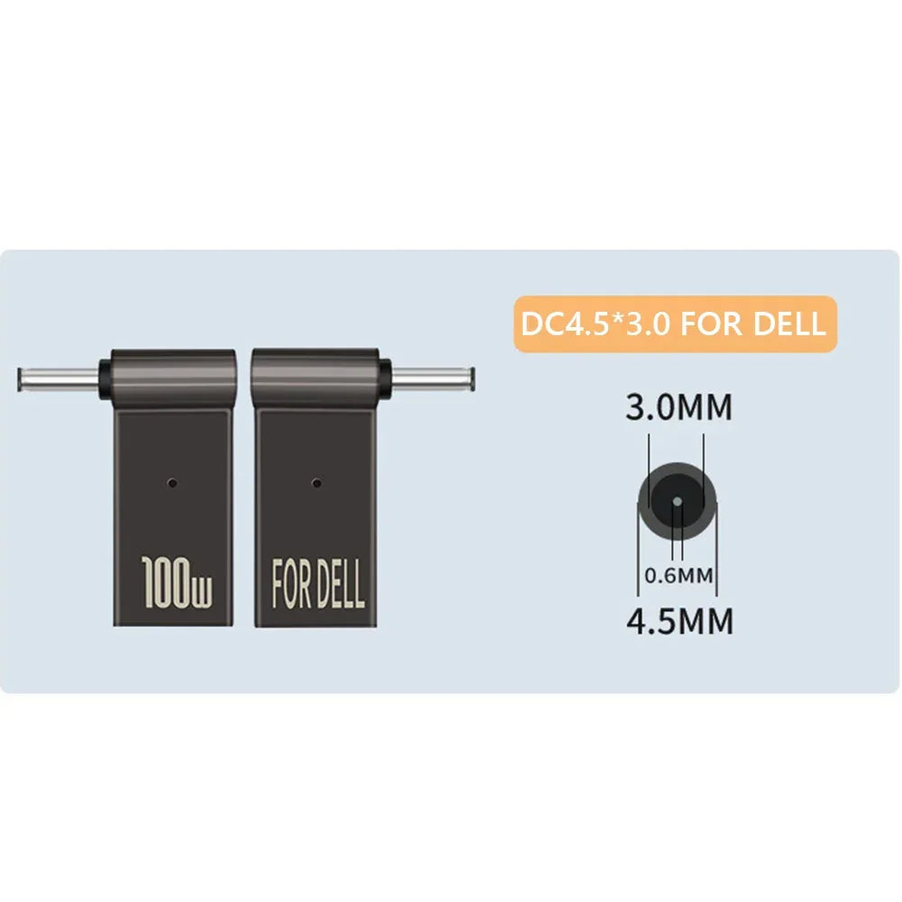 PD 100W Laptop Power Adapter Connector Type C Laptop Power Adapter Connector Plug Type C Female to DC Male Jack Plug for HP Dell - Evallys.com