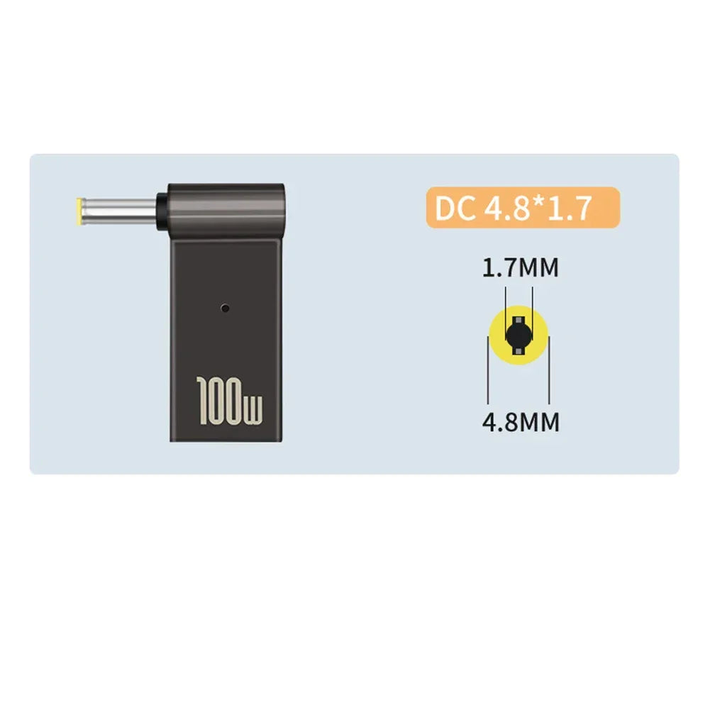 PD 100W Laptop Power Adapter Connector Type C Laptop Power Adapter Connector Plug Type C Female to DC Male Jack Plug for HP Dell - Evallys.com