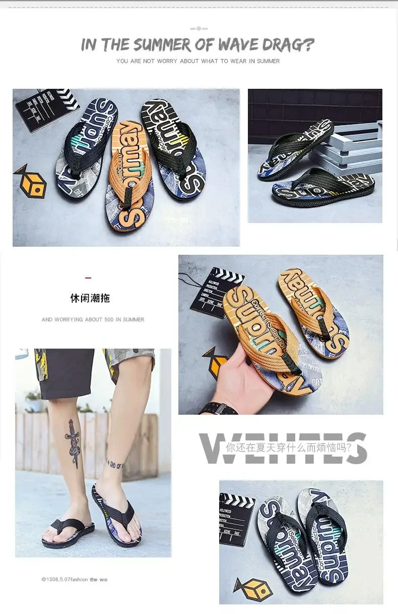 Men’s Summer Sliders Flip Flops – Anti-Skid Outdoor Casual Beach Sandals - Evallys.com
