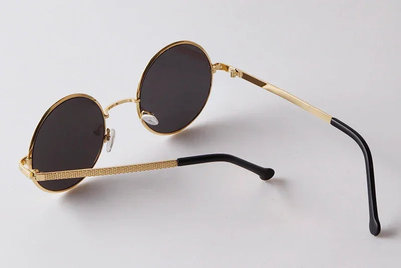Steampunk Small Round Sunglasses Men 2022 Brand Vintage Metal Mirror Film Women Sun Glasses Cool Circle Shade Eyewear Male UV400 - Evallys.com
