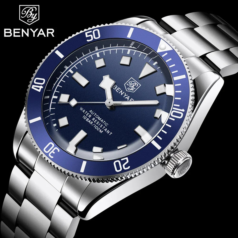 BENYAR Men's Watches Mechanical Automatic Watch BB58 Sport Watch For Men 2024 Stainless Steel Waterproof Business Luminous Clock - Evallys.com