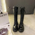 Women Motorcycle Boots Wedges Flat Shoes Woman High Heel Platform PU Leather Boots Lace Up Women Shoes Black Boots Girls2021 - Evallys.com