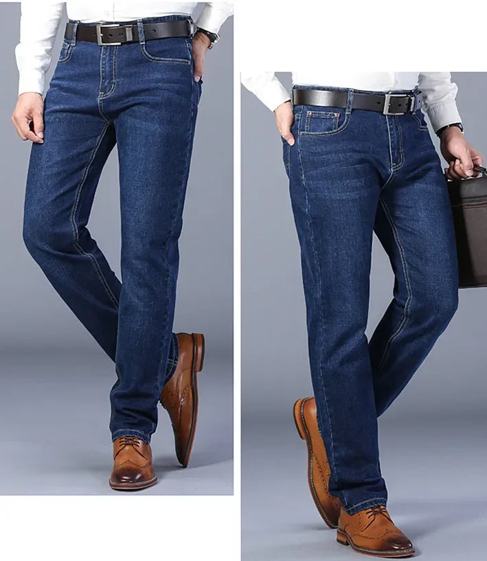 Blue Men's Stretch Jeans, Black Denim Trousers, Fashion Slim Casual Pants Asian Size 28-40 - Evallys.com